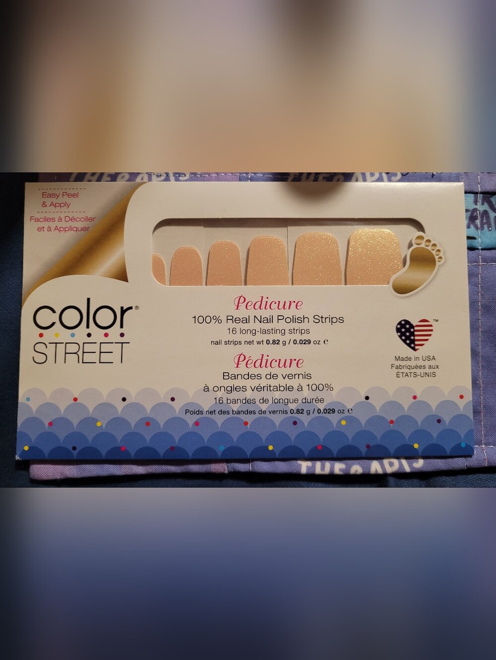 Color Street Peach/cream Shimmer Pedicure Nail Strips